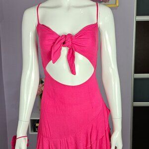 Women's Junior Fushia Strap Sexy Dress